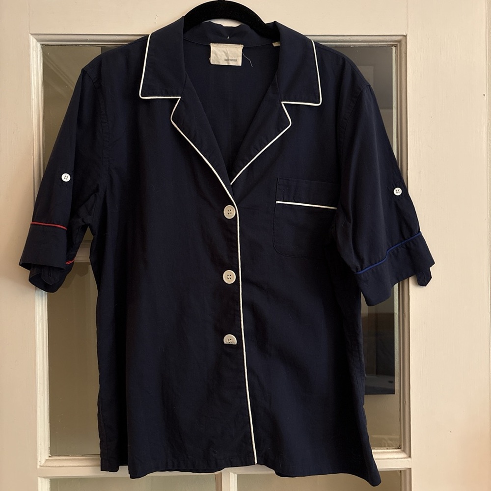Vtg Band of Outsiders Navy Button-Up Pajama Top